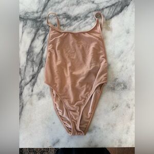 Static Swimwear Ribbed Peach Nude One-Piece Swimsuit Sz S